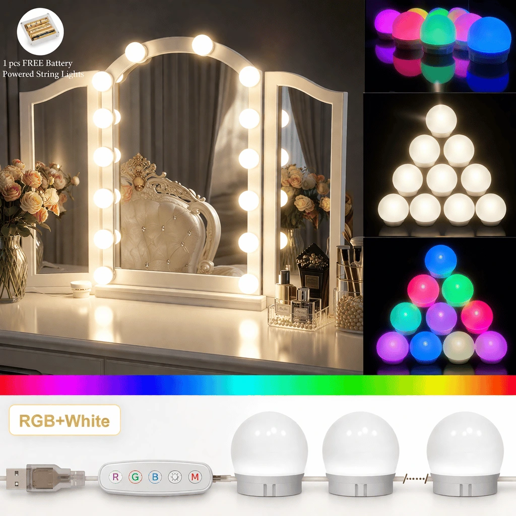 LED Bulb Mirror Lights Vanity Mirror Lamp Kit