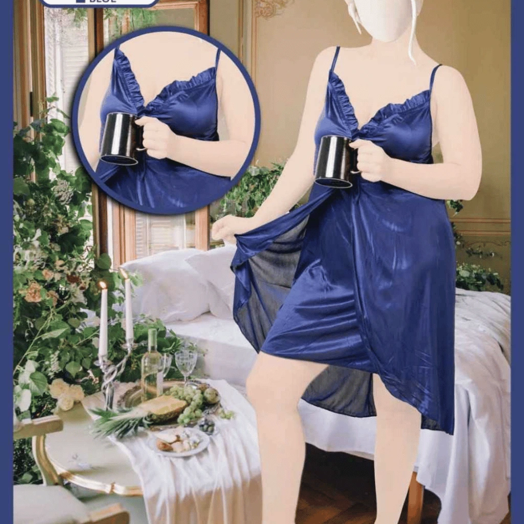 1 Pcs Imported Satin Lace Nightwear for Women – Luxury Sleepwear Dress