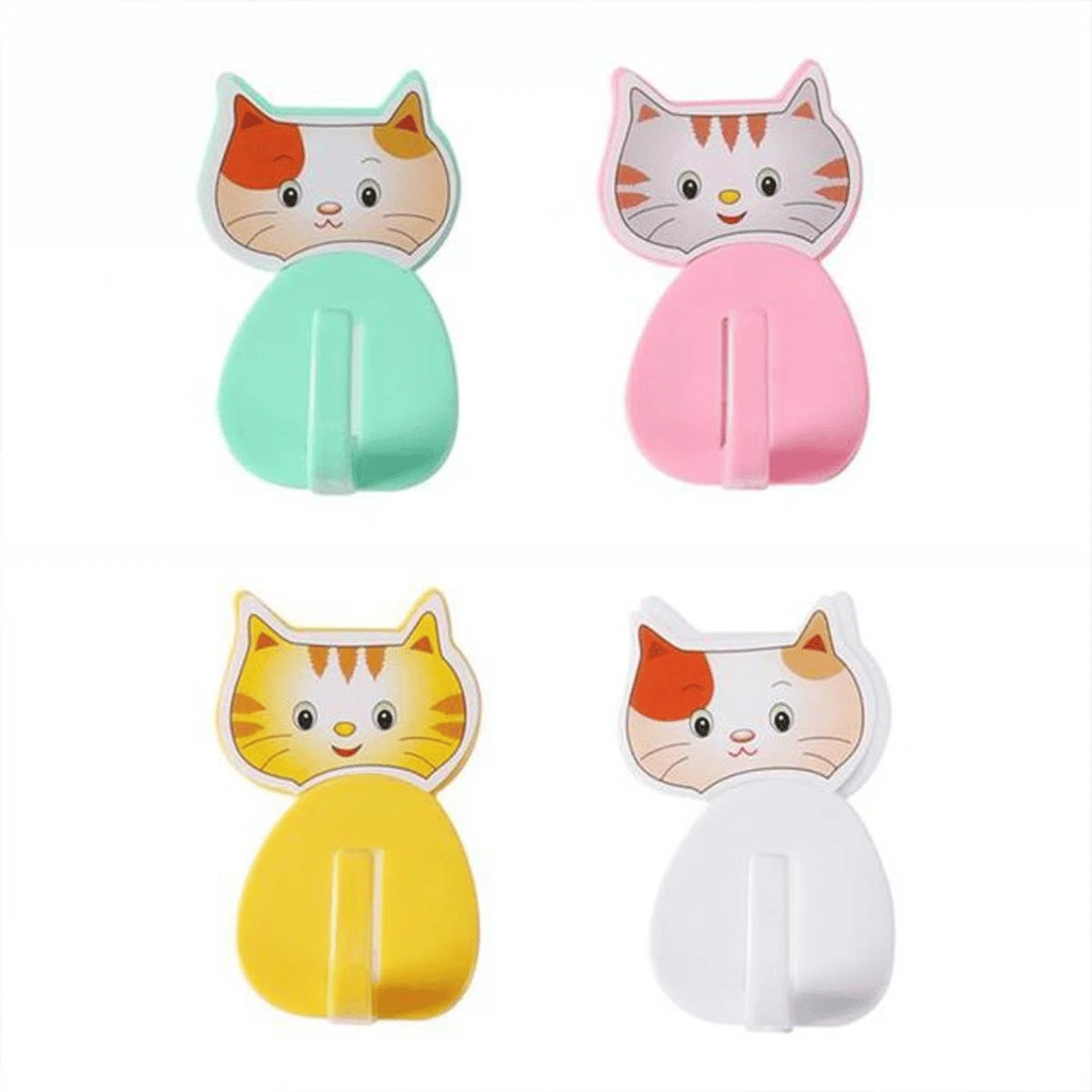 12 Pcs Cat Wall Hooks for Keys Home Organization (Random Colors)