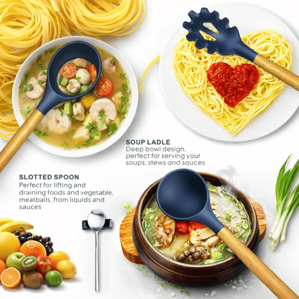 12 Pcs Silicone Cooking Utensils Kitchen Set (Random Color)