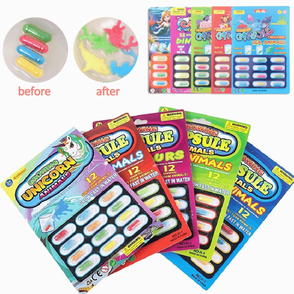 12Pcs/Set Creative Soaking Water Expands To Large Sponge Capsule Toys