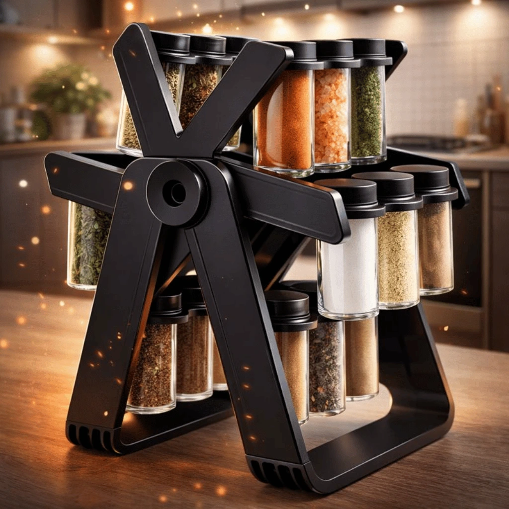 18 Empty Jar Spice Rack – Revolving Kitchen Organizer
