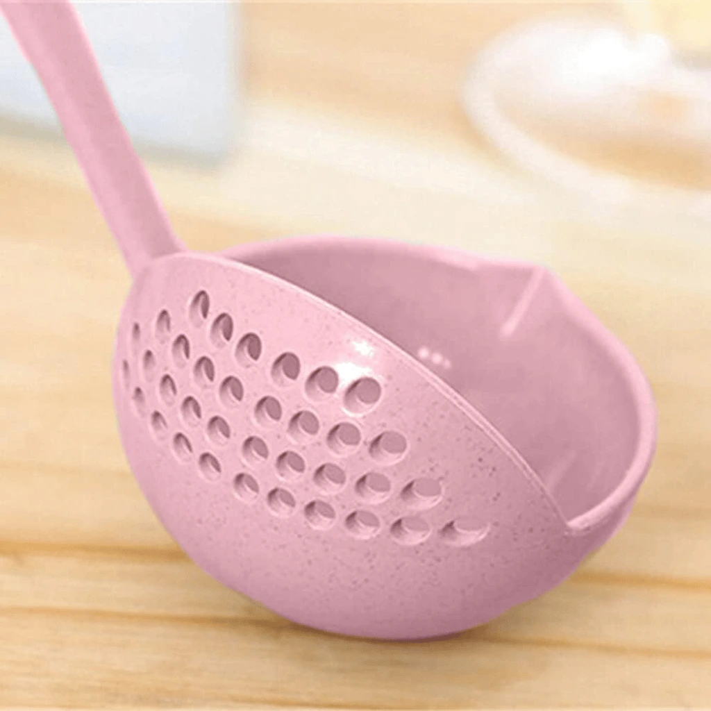 2 in 1 Plastic Draining Colander Soup Spoon (Multicolor)