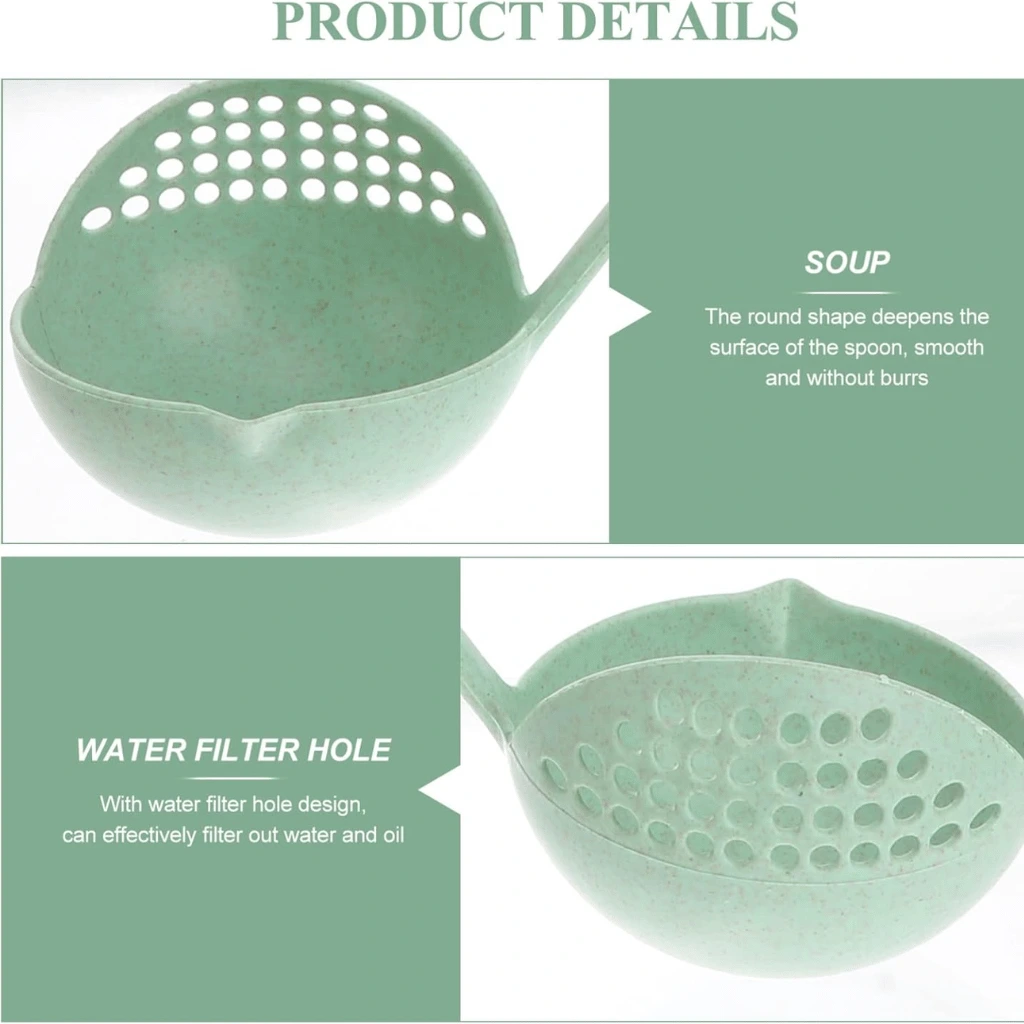 2 in 1 Plastic Draining Colander Soup Spoon (Multicolor)