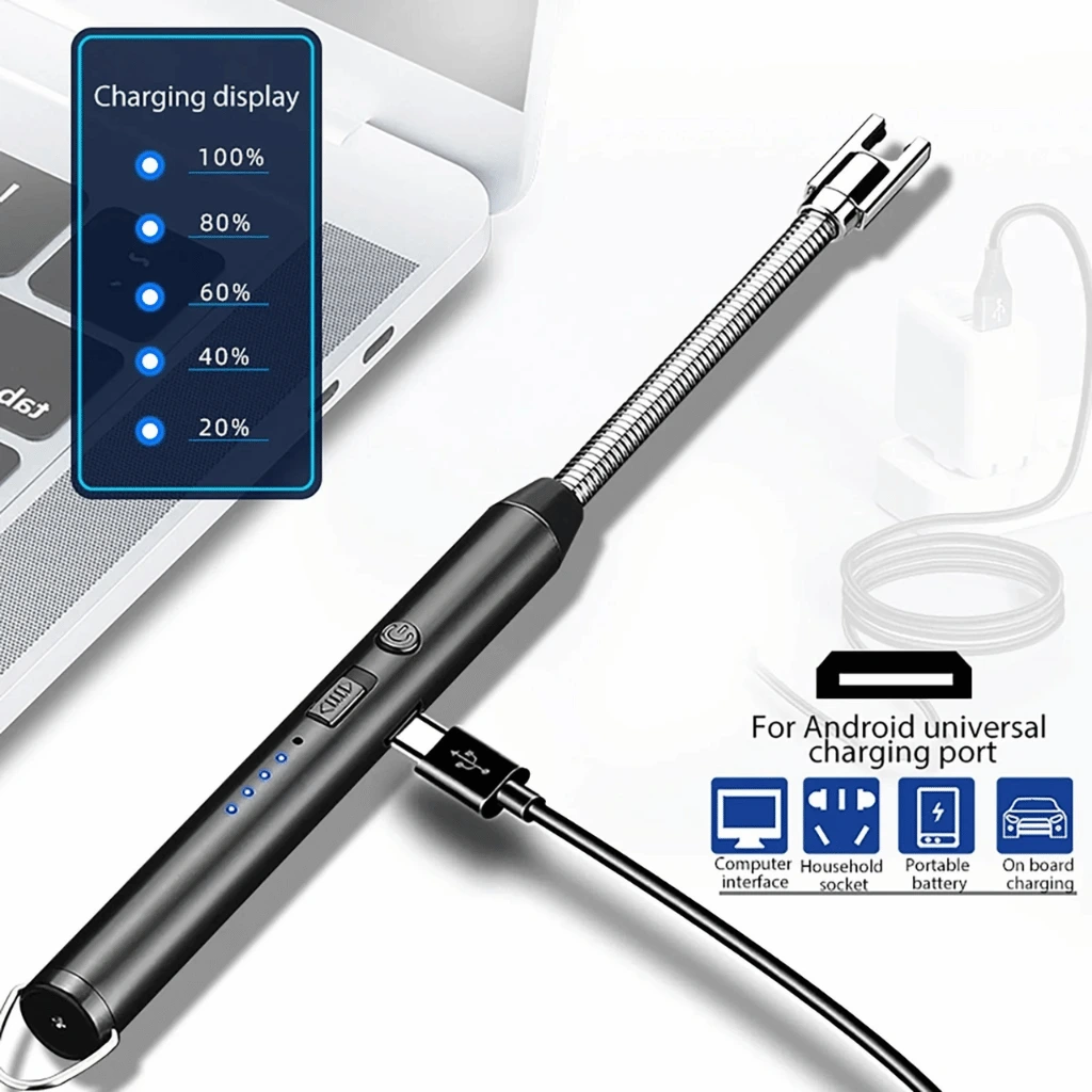 360° Outdoor Kitchen Lighter – USB Rechargeable Electronic Arc Lighter  (Random Colors)
