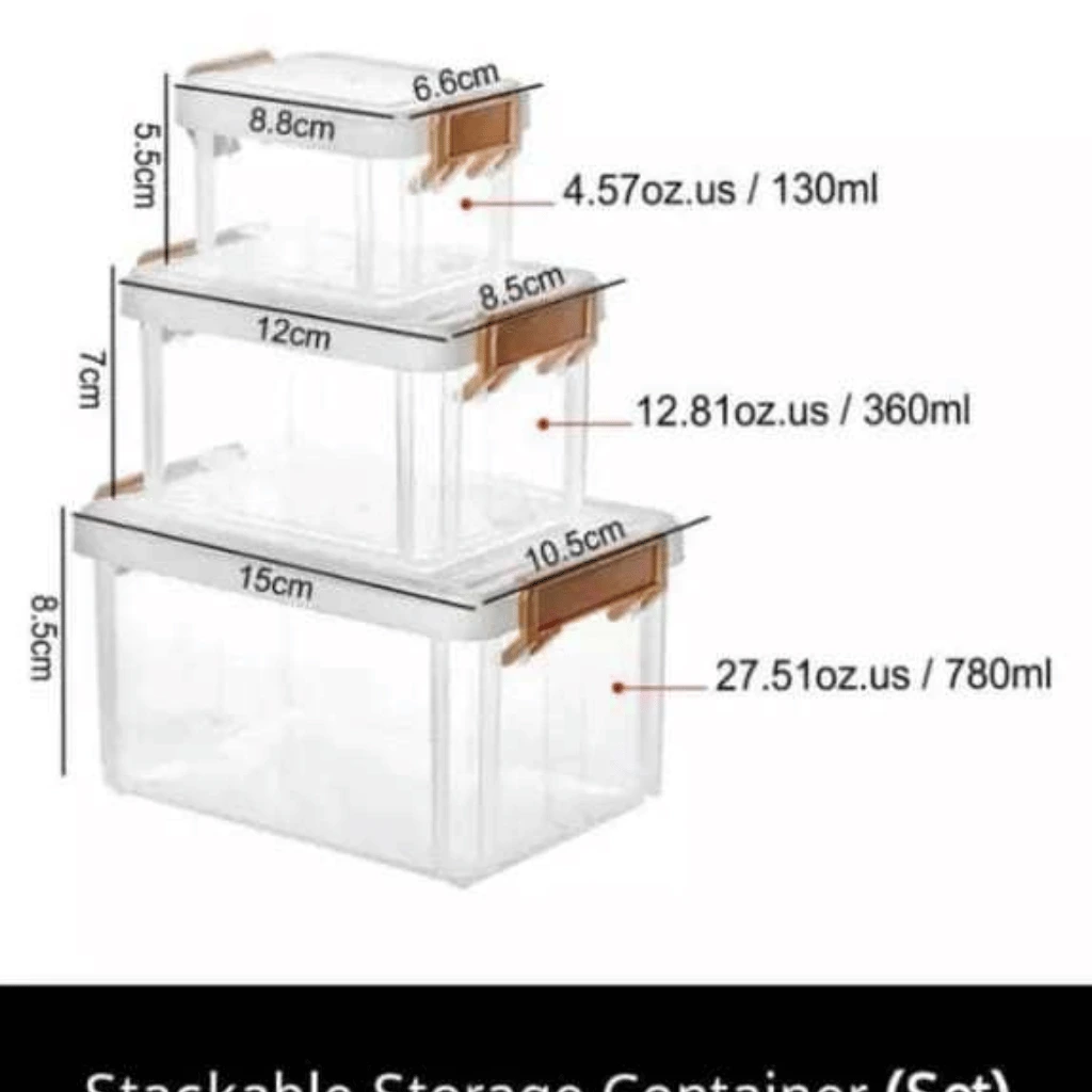 3Pcs Set Multi-Purpose Stackable Storage Box