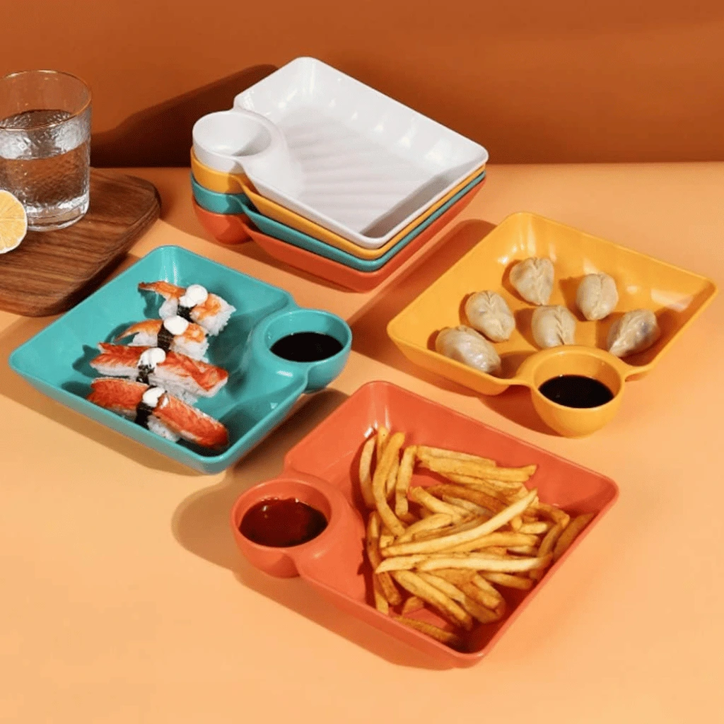 4-Piece Colorful Dumpling Serving Plates (Random Color)