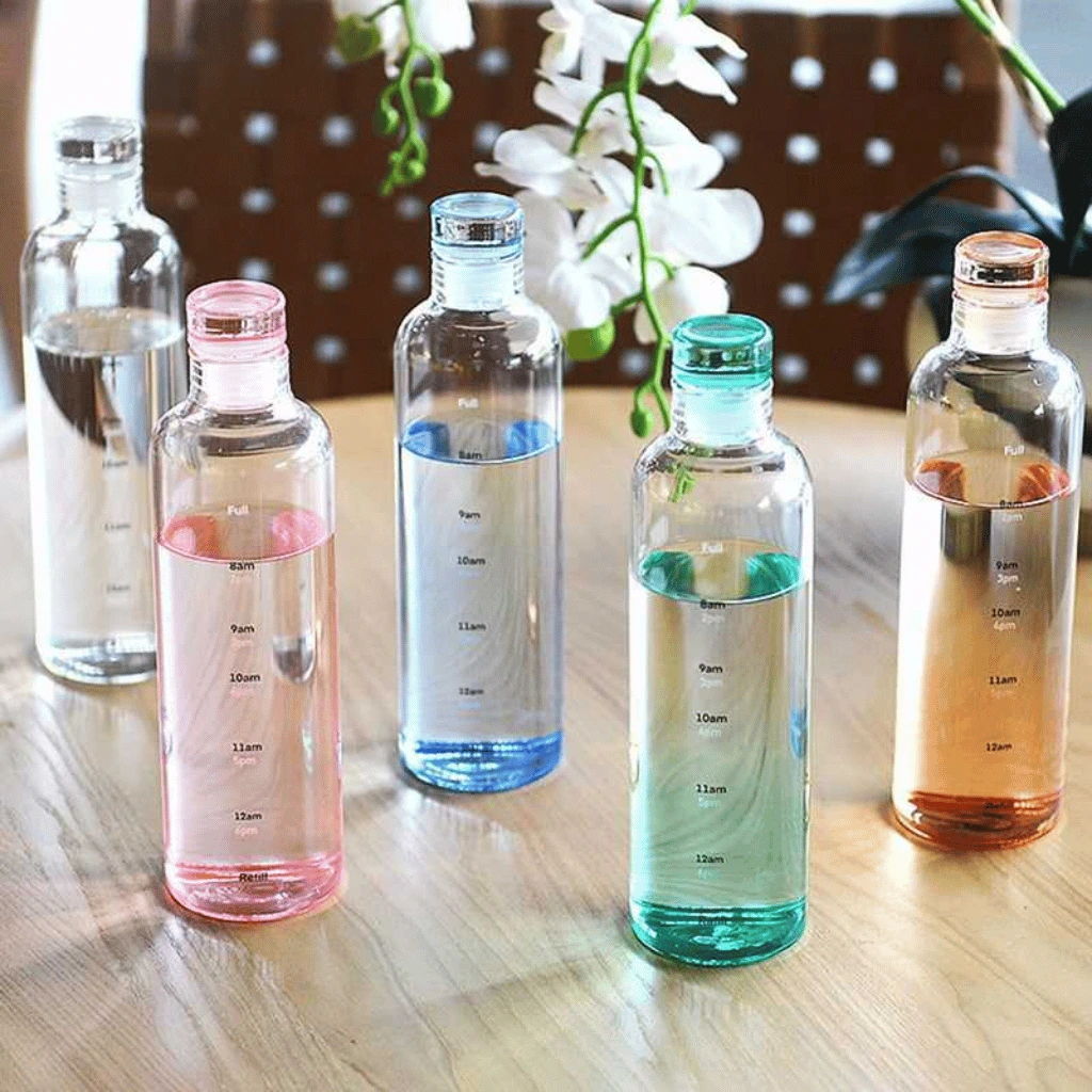 500ml Transparent Timeline Bottle – Motivational Water Bottle with Time Markers