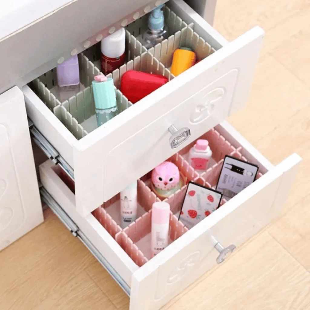 8pcs DIY Plastic Grid Drawer Dividers Adjustable Sock