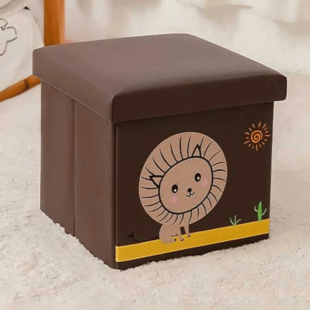 Brown Cube Storage Box Cute Character Face Toy