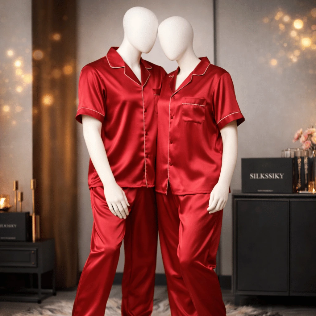 Couple Matching Pajama Set Short Sleeve Top & Long Pants
