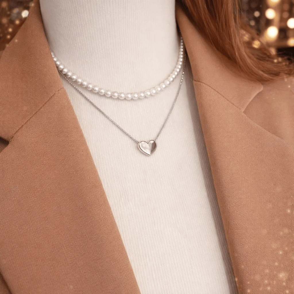 Double Layer Heart pearl Pendent / Necklace Party Jewelry Gifts