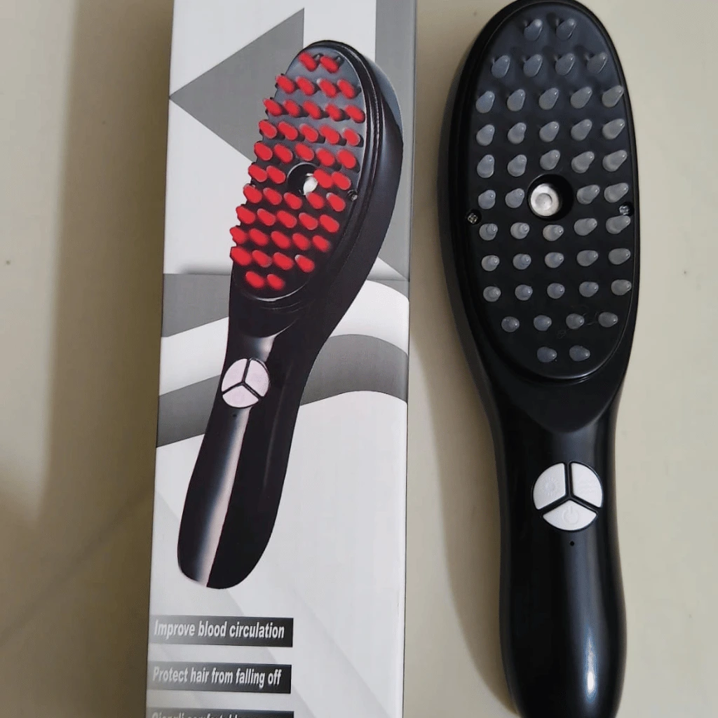 Electric Massage Comb โ Blue & Red Light Therapy, Vibration Brush, Spray & Negative Ion Scalp Massager (Rechargeable)