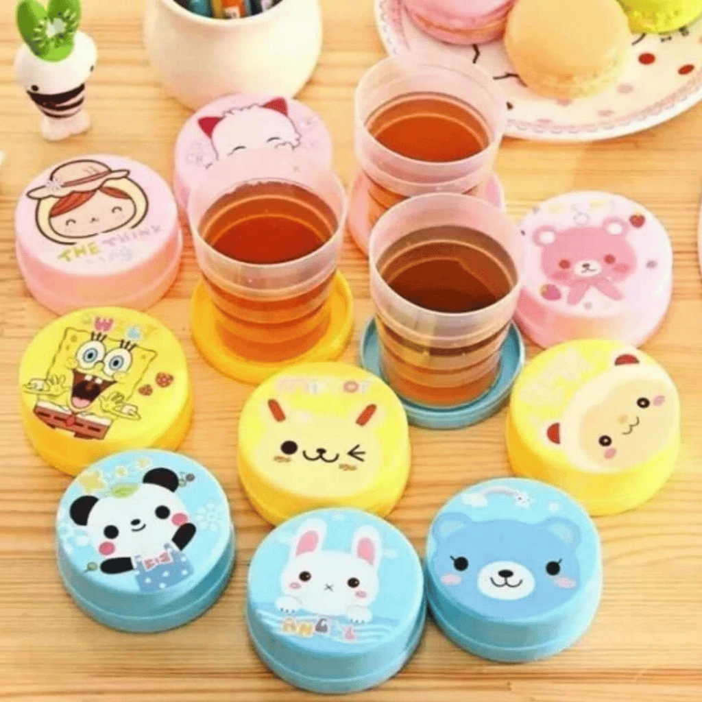 Foldable Magic Glass for Kids – Portable Collapsible Travel Cup with Lid