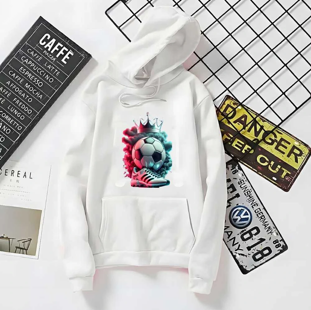 Football Print Hoodie for Men and Women with Kangaroo Pocket