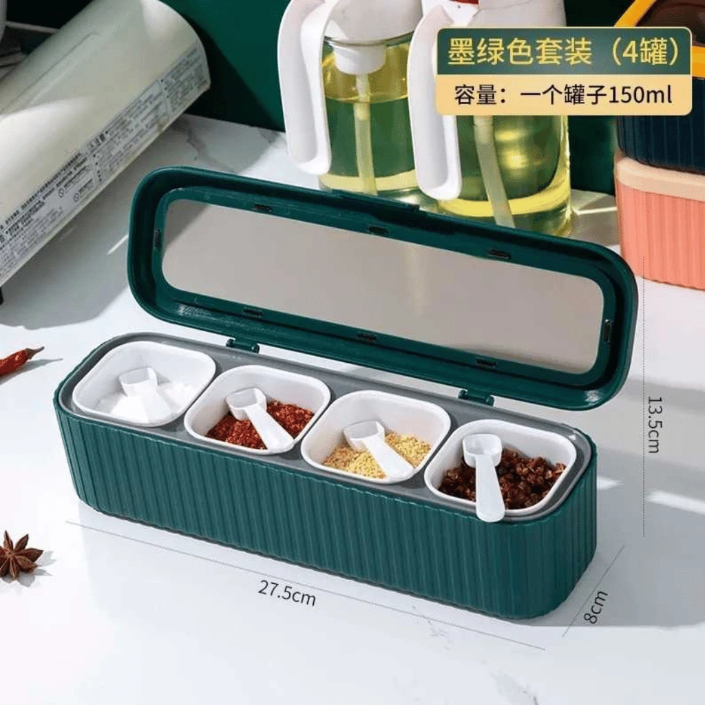 Kitchen Multi-Function Four Grid Integrated Seasoning Box Set