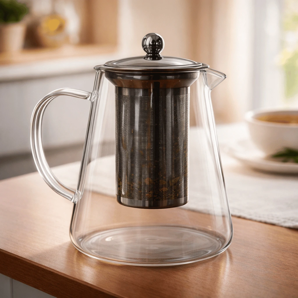 Infuser Glass Tea Jug with Stainless Steel Filter Premium Hot & Cold Brewer for Tea