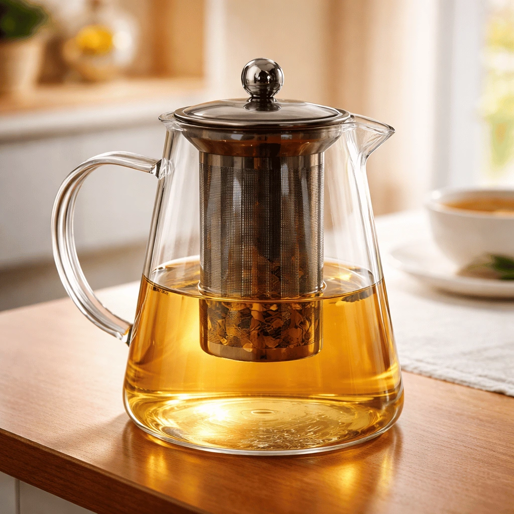 Infuser Glass Tea Jug with Stainless Steel Filter Premium Hot & Cold Brewer for Tea