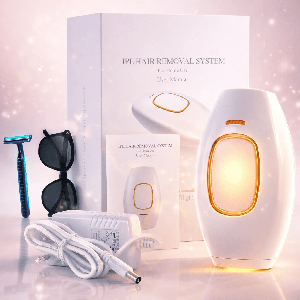 IPL Laser Hair Removal Handset with Razor & Safety Glasses