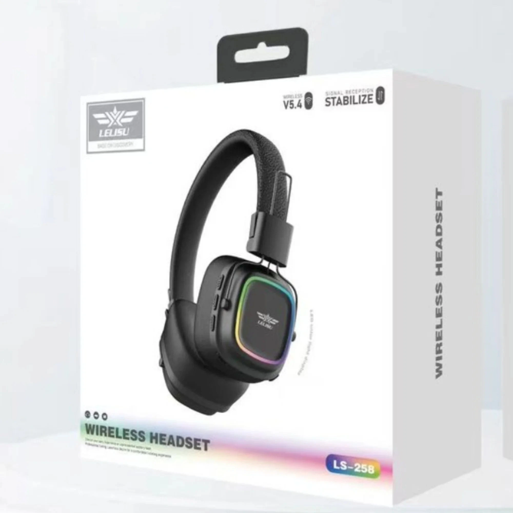 Lelisu LS-258 Wireless Stereo Headphones | Bluetooth 5.4 Over-Ear Headset with Type-C Charging & LED Lights
