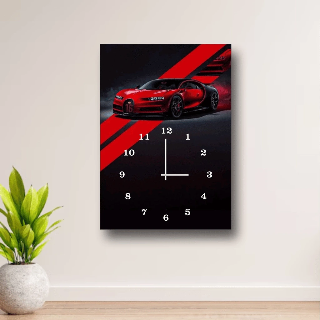 Luxury Sports Car Wall Clock ( Size 12x16 Inches )