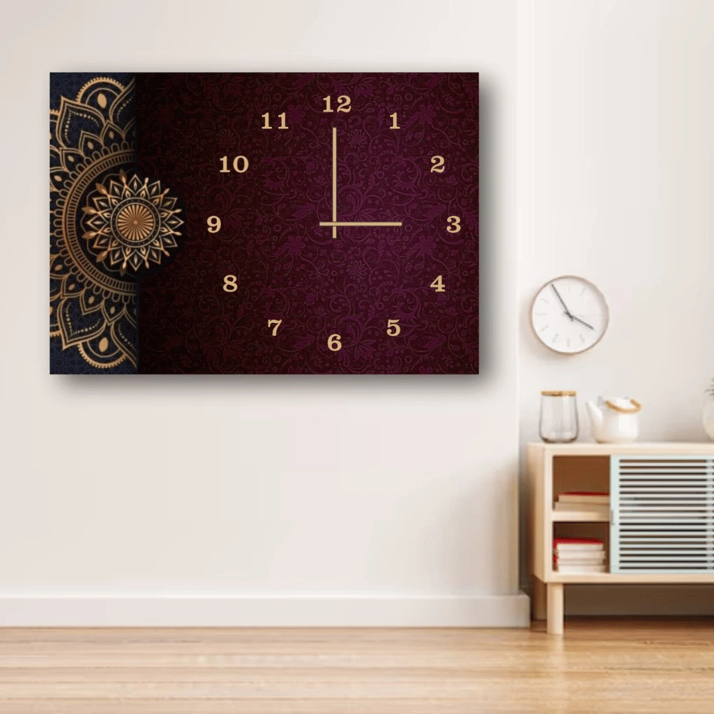 Mandala Design Wooden Wall Clock – 12x16 Inch (Without Battery)