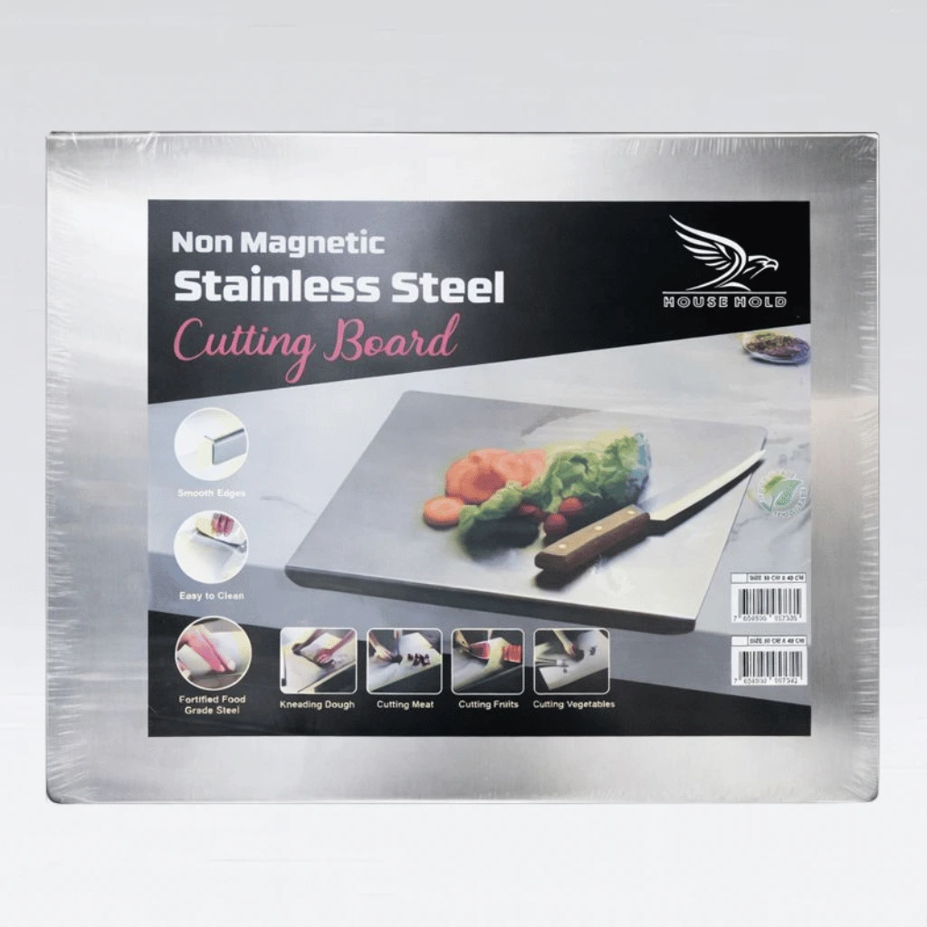 Marble Cutting Board Slab with Pure Stainless Steel Fitting – Non-Magnetic | 30 x 40 cm