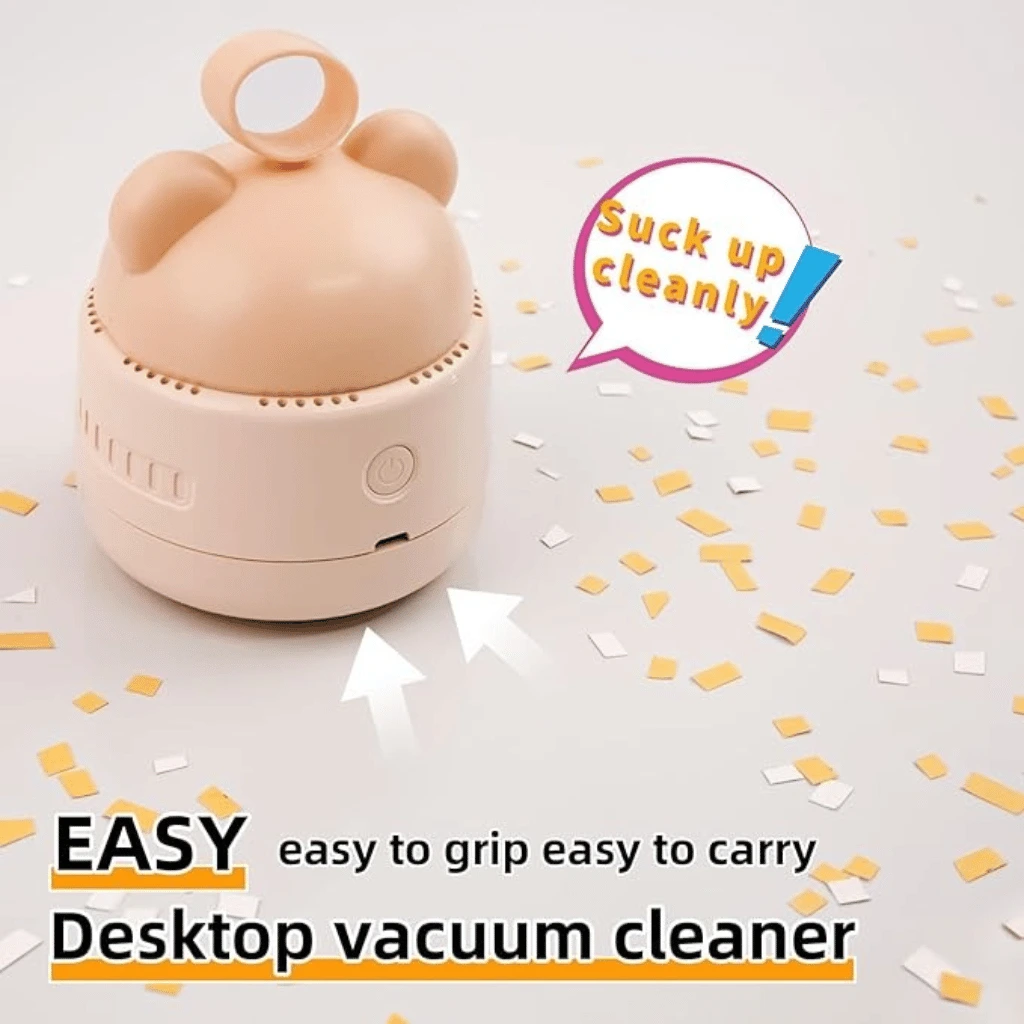 Mini Desktop Vacuum Cleaner with USB Charging – Portable 360° (Random Color)