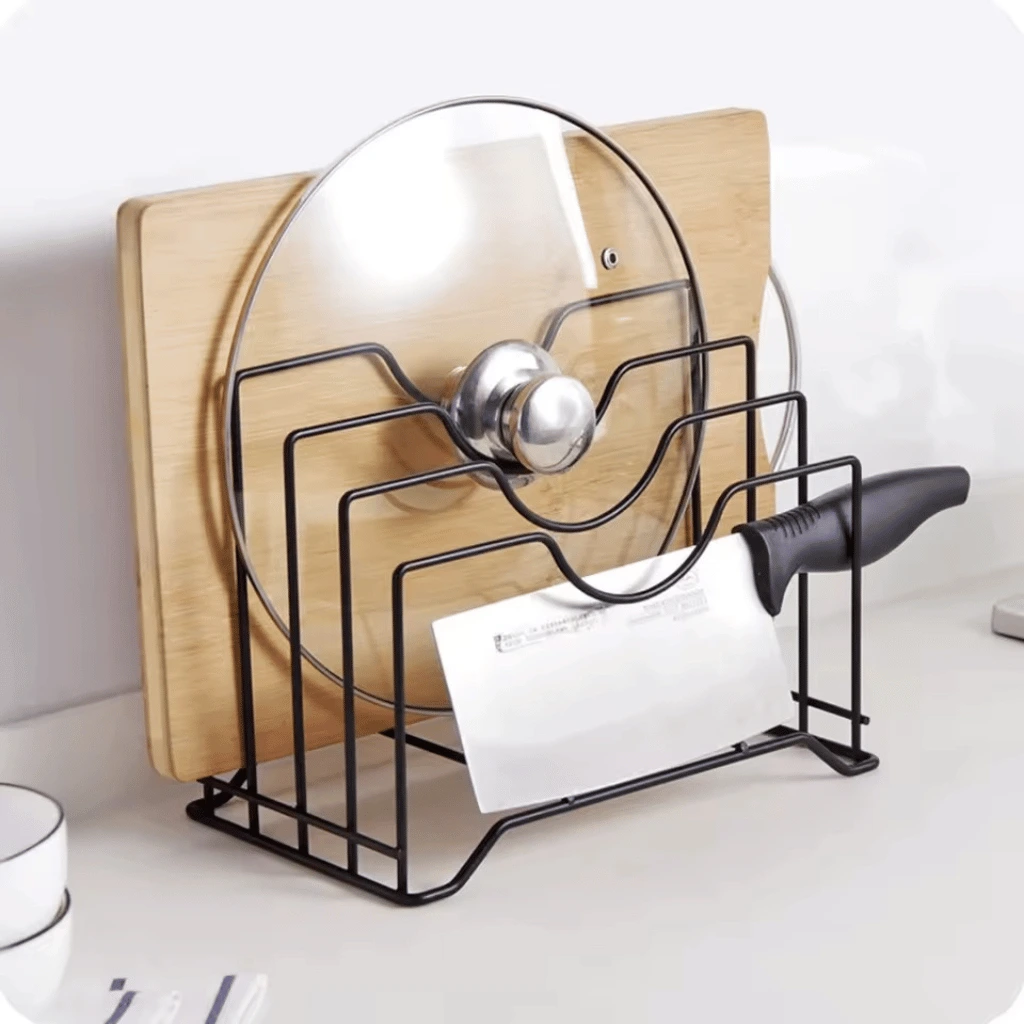 Multi Functional Kitchen Cutting Board And Pot Lid Organizer Rack Durable Space Saving Storage