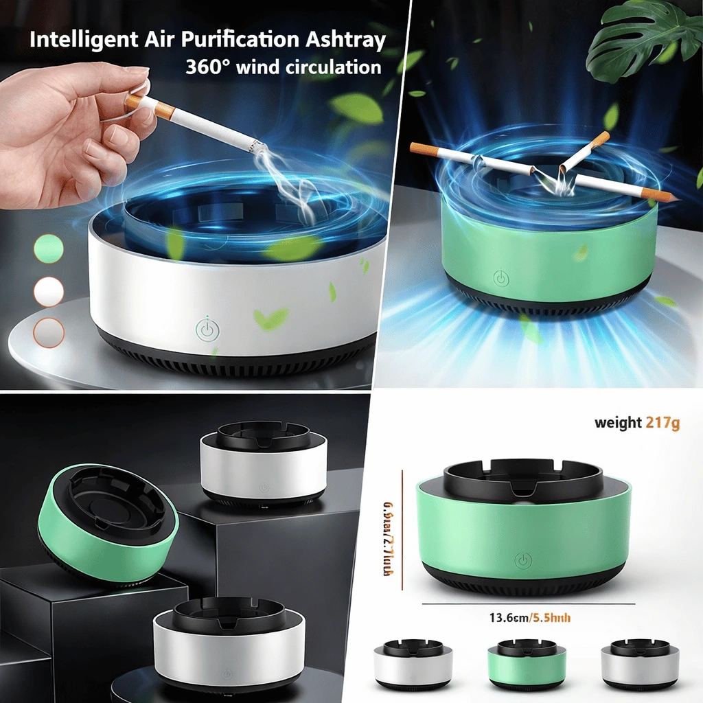 Multifunctional Smokeless Ashtray, Air Purifier Ashtray with Filter