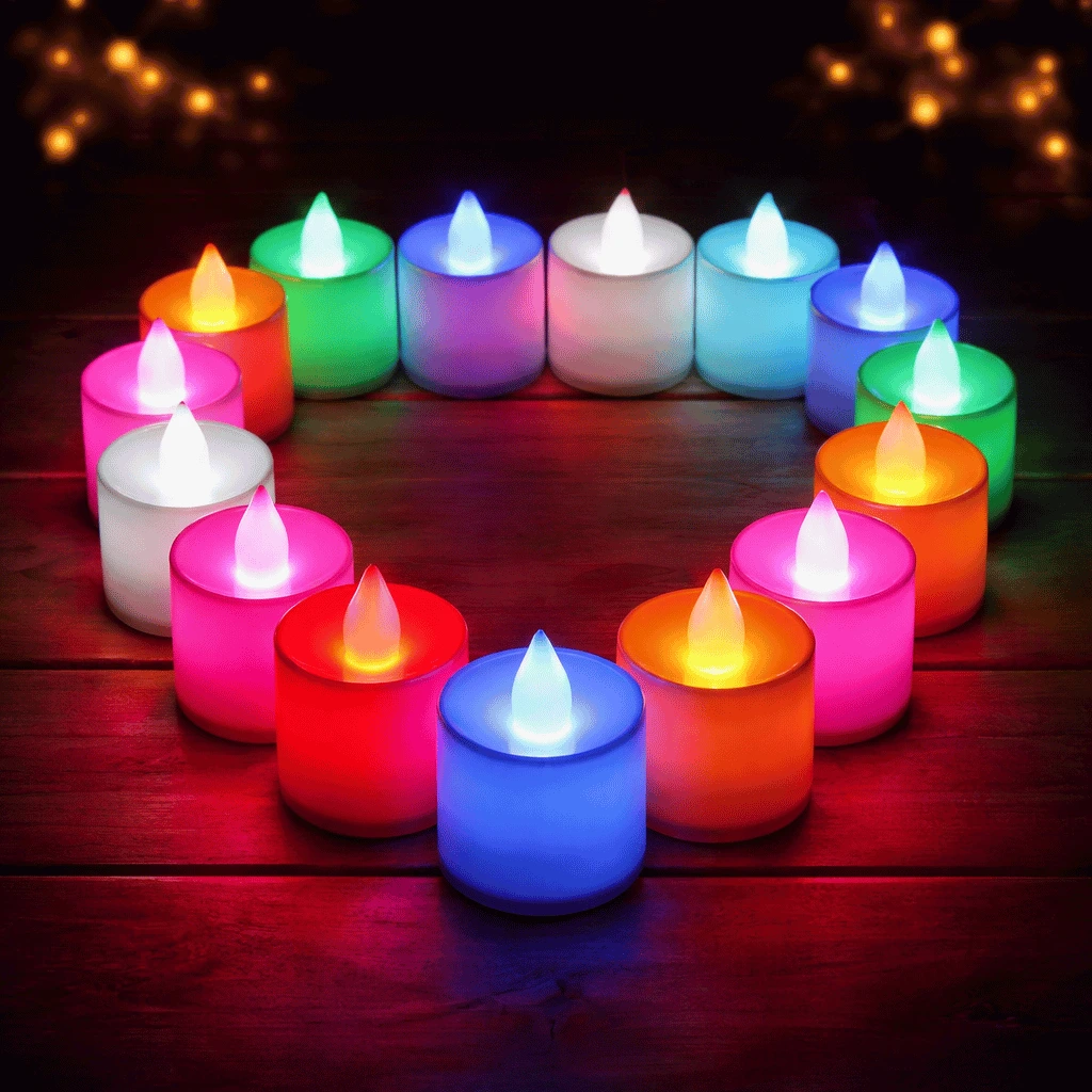 Pack of 24 Magic Colour Changing LED Glowing Tea Light Flameless Candles (Multicolor)