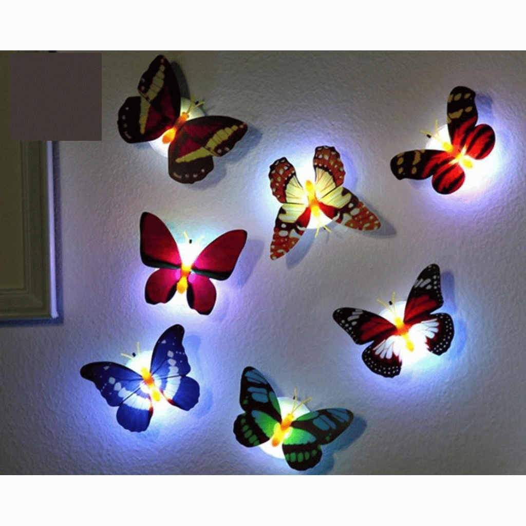 PACK of 5 Color Changing Glow In The Dark Led Butterflies For Kids Room