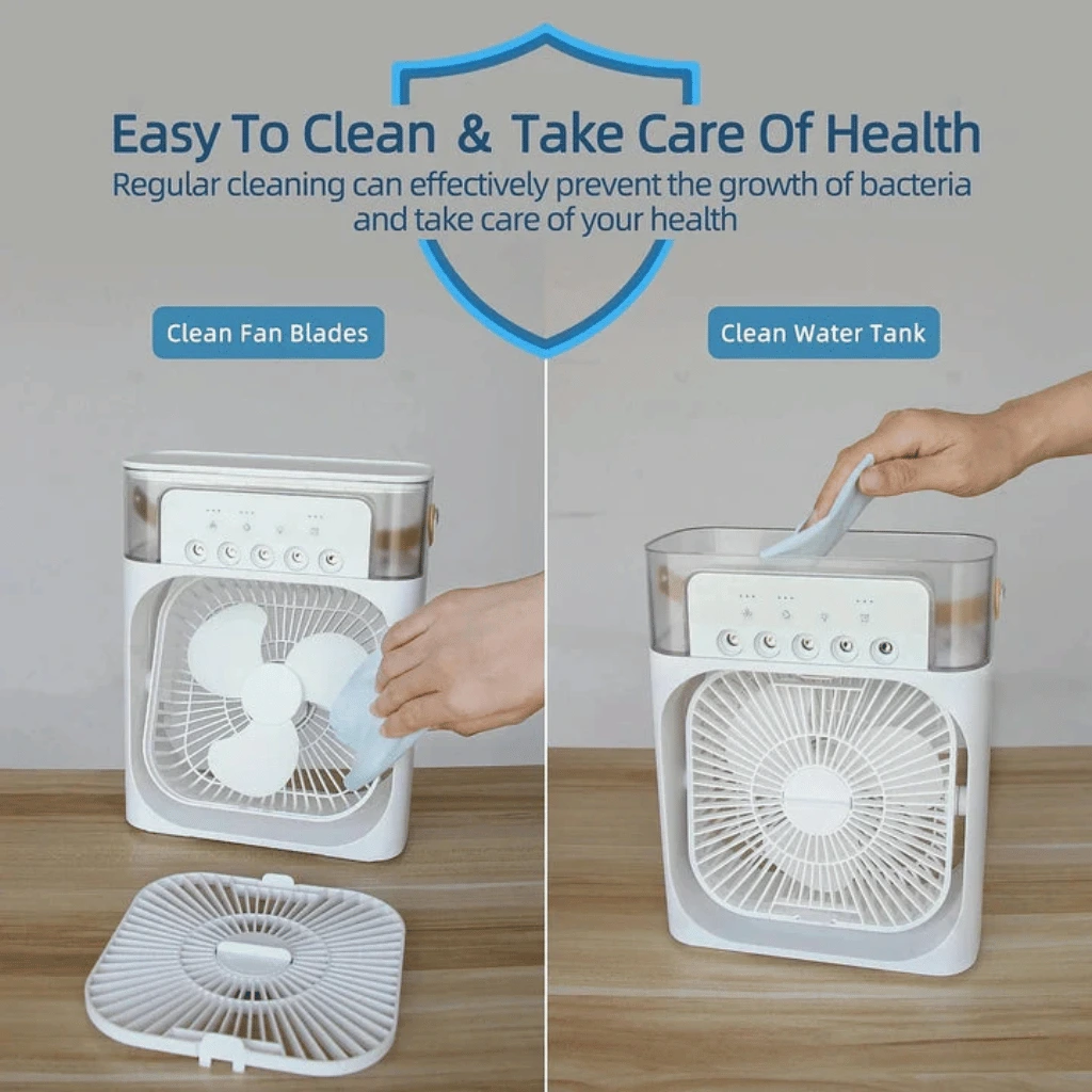 Portable Air Conditioner Fan USB Electric Fan with LED Night Light Water Mist (Random Color)