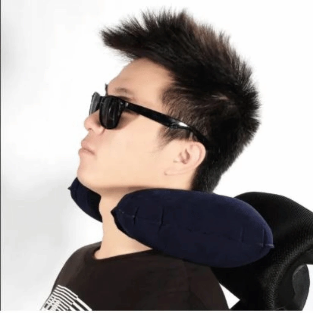 Portable U-Shape Inflatable Travel Pillow U Shape Car Head Rest Air Cushion