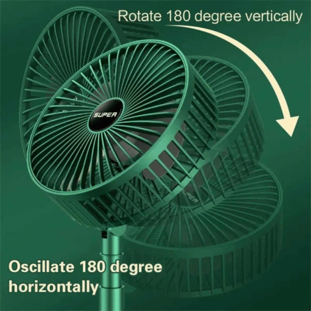 Rechargeable Portable Telescopic Folding Table Fan (Random Color)