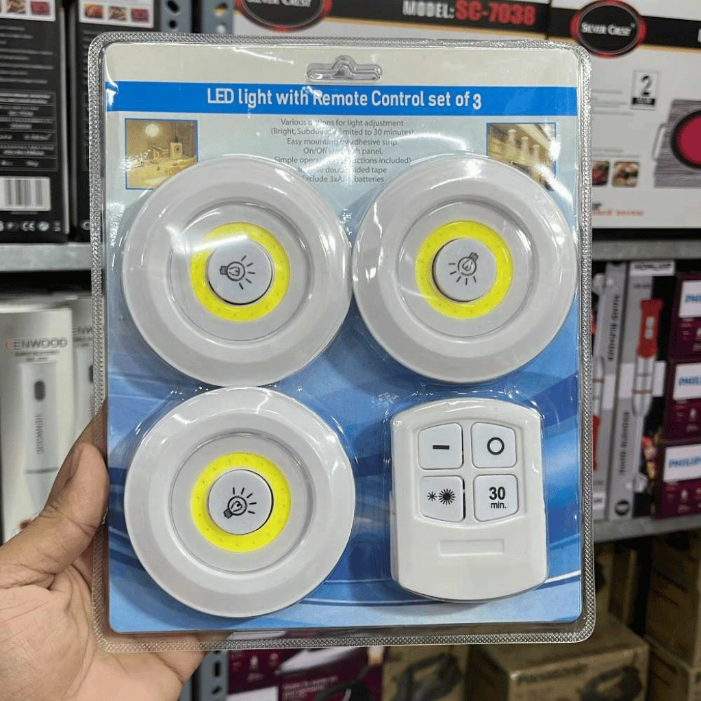 Remote Control LED Puck Lights (3 Pack) – Wireless Tap Light