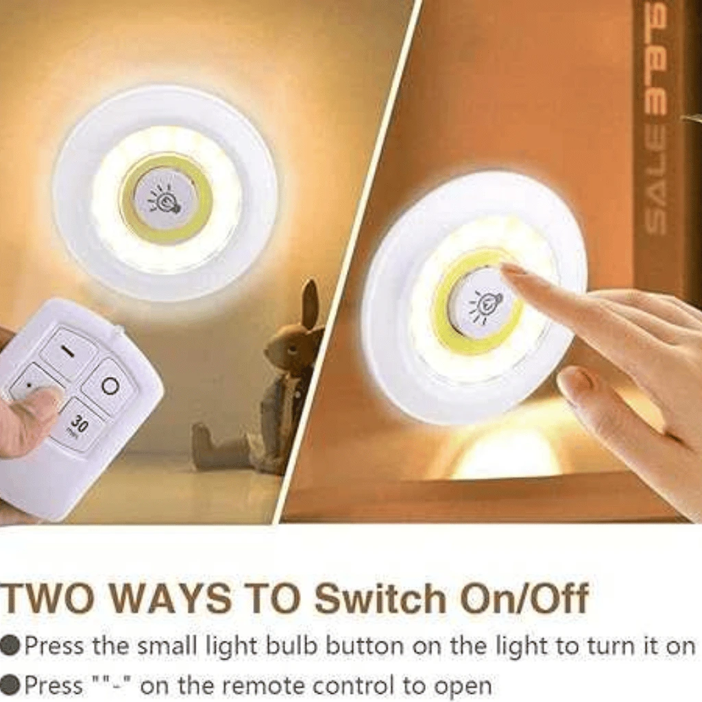 Remote Control LED Puck Lights (3 Pack) – Wireless Tap Light