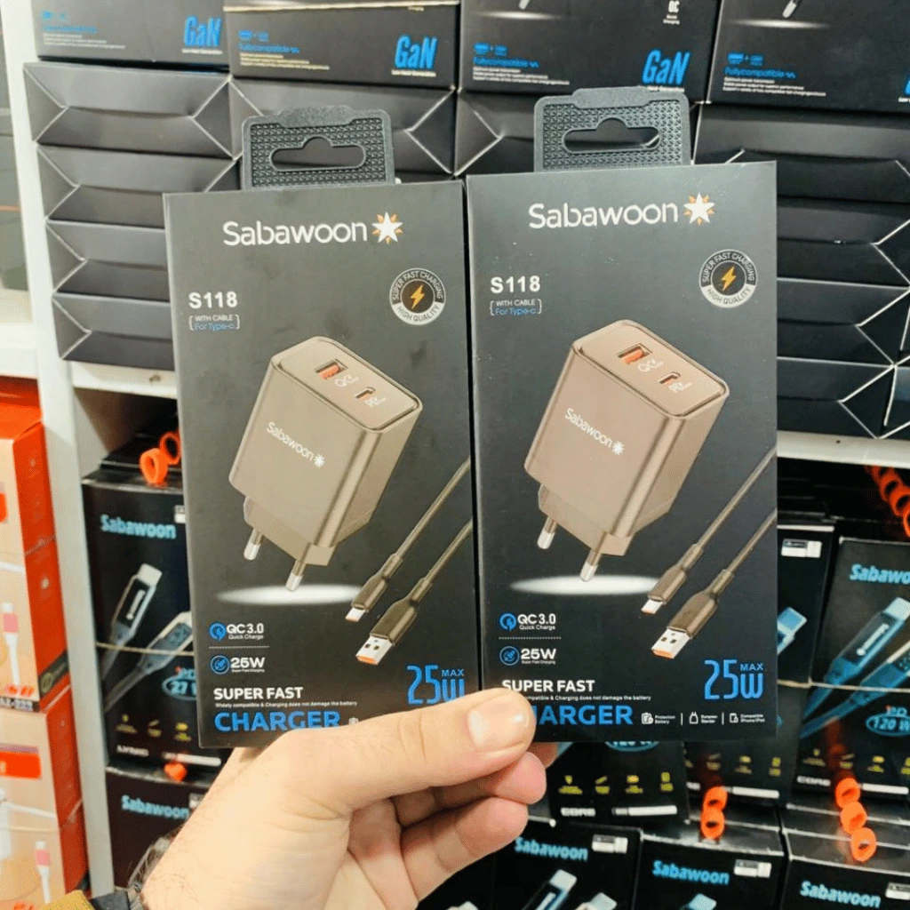 Sabawoon S118 Charger | Original Quality | Fast Charging Adaptor with Cable