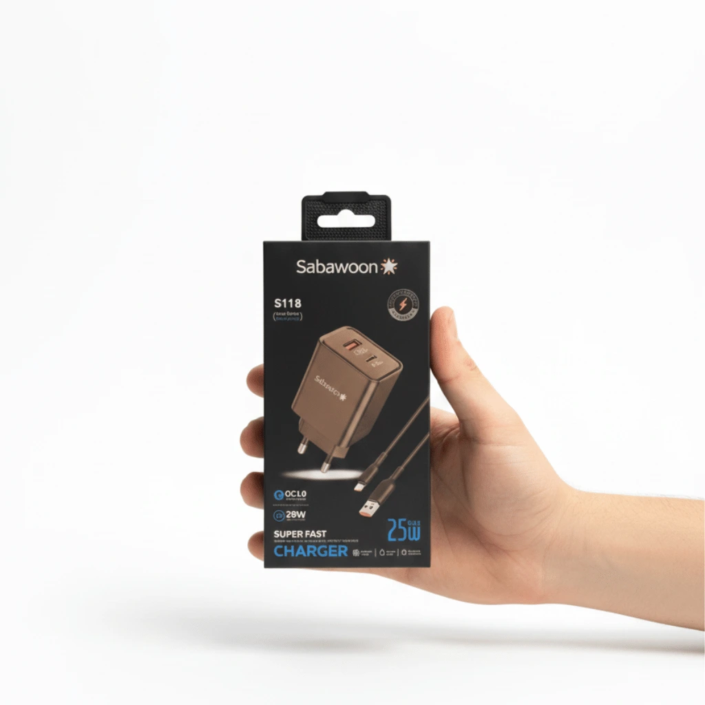 Sabawoon S118 Charger | Original Quality | Fast Charging Adaptor with Cable