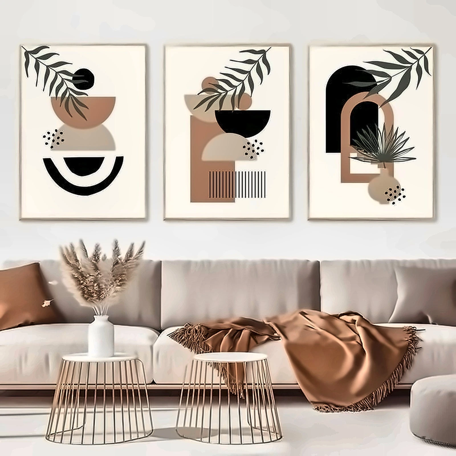 Set of 3 Abstract Art Paintings Wall Frames – 8x11"