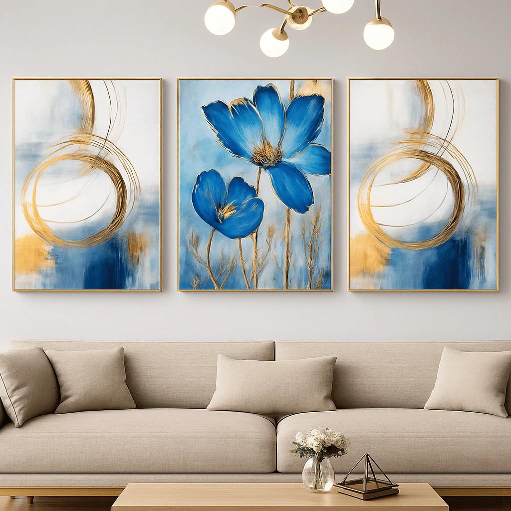 Set Of 3 Sticky Wooden Canvas Frames For Wall Decore Aesthatic Art / Sticky Phototiles For Room