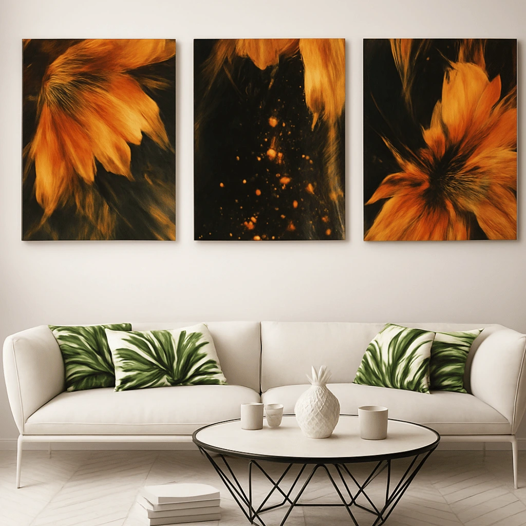 Set Of 3 Sticky Wooden Canvas Frames For Wall Decore Aesthatic Art / Sticky Phototiles For Room Wall Decoration