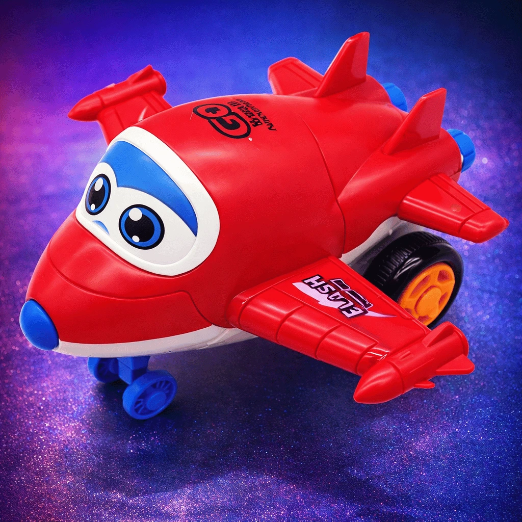 Transforming Aeroplane Friction Toy For Kids With Quick Character Change (Random Color)