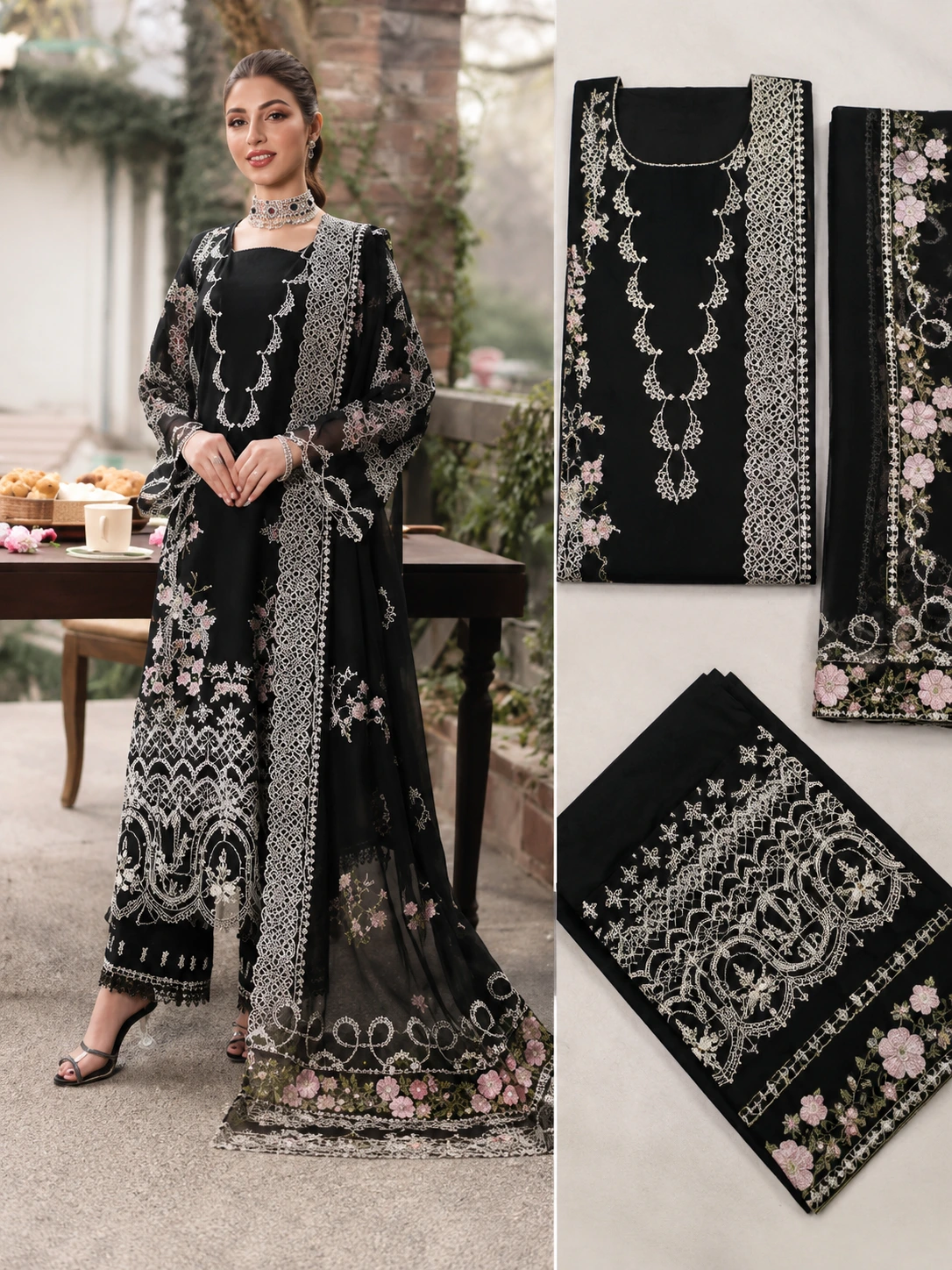 Black 3 Piece Embroidered Suit | Elegant Pakistani Women's Dress